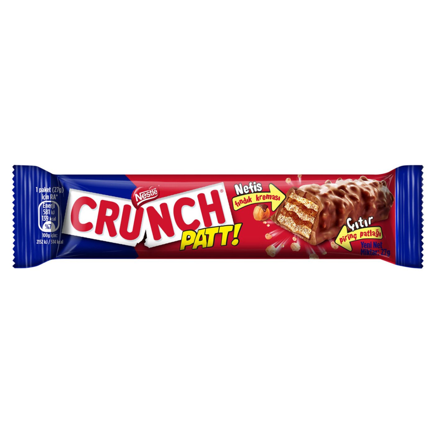 Nestle Crunch Patt Patlamış Pirinçli Fındık Kremalı Gofret 27G